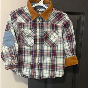 H&M Blue and Brown Button Down Shirt